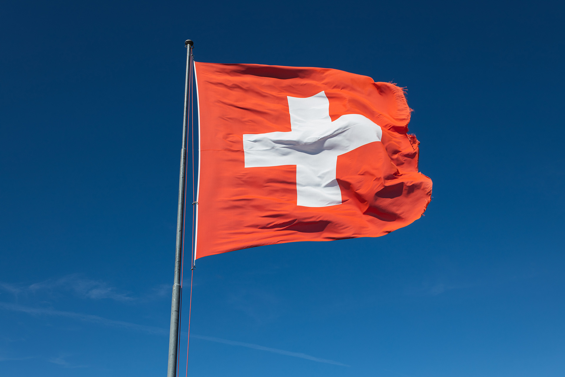 Flagge als Symbol für Zulassung des Gerätes in der Schweiz (CE/RED)