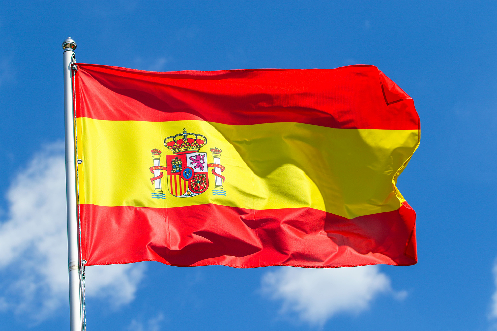 Flagge als Symbol für Zulassung des Gerätes in Spanien (CE/RED)