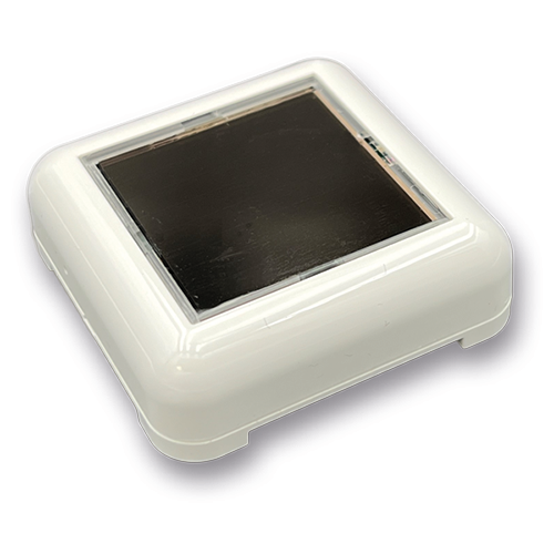 Wireless EnOcean sensor EnoSense® WALL+DESK, white housing from above, with solar cell