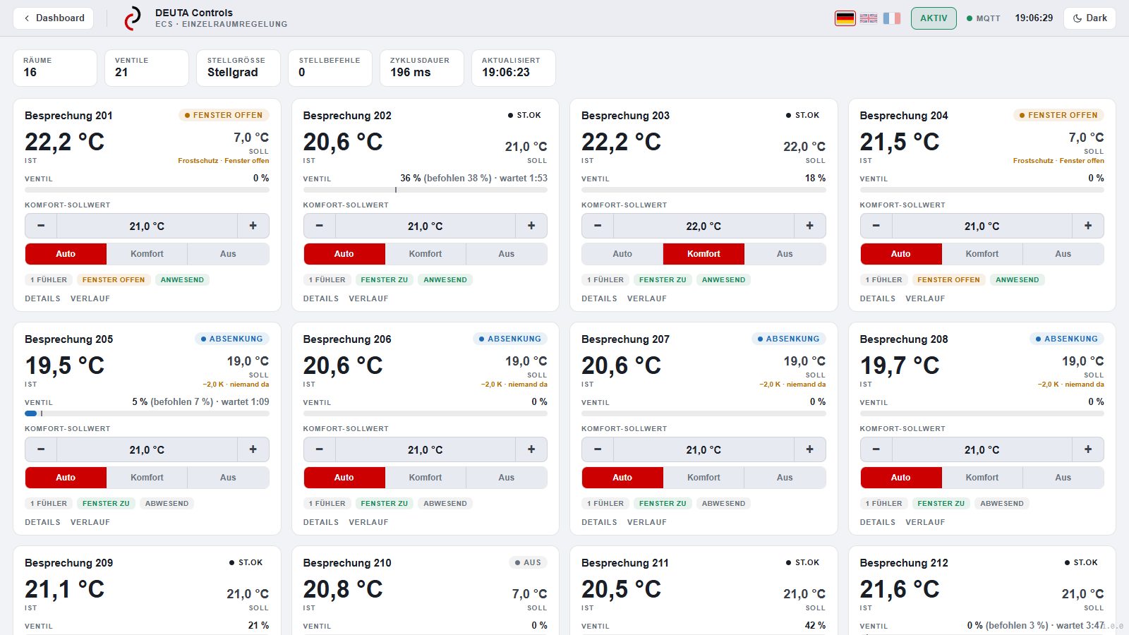 Einzelraumregelung für bis zu 16 Räume